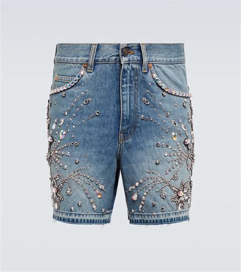 gucci floral print shorts|Gucci denim shorts.